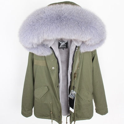 NEW 2019 real raccoon fur collar hooded winter jacket women parka fur coat fashion Thick Warm Streetwear
