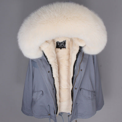 NEW 2019 real raccoon fur collar hooded winter jacket women parka fur coat fashion Thick Warm Streetwear