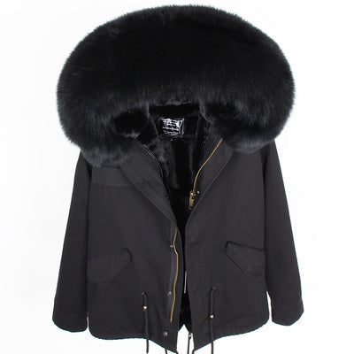 NEW 2019 real raccoon fur collar hooded winter jacket women parka fur coat fashion Thick Warm Streetwear