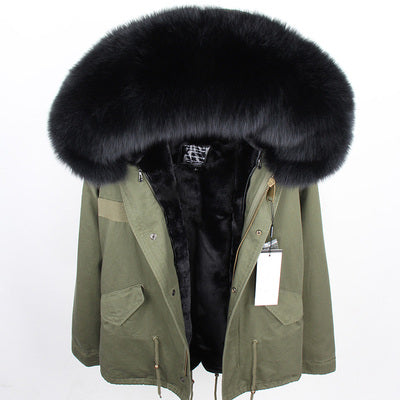 NEW 2019 real raccoon fur collar hooded winter jacket women parka fur coat fashion Thick Warm Streetwear