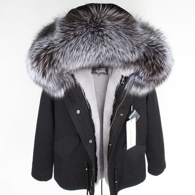 NEW 2019 real raccoon fur collar hooded winter jacket women parka fur coat fashion Thick Warm Streetwear
