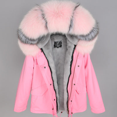 NEW 2019 real raccoon fur collar hooded winter jacket women parka fur coat fashion Thick Warm Streetwear