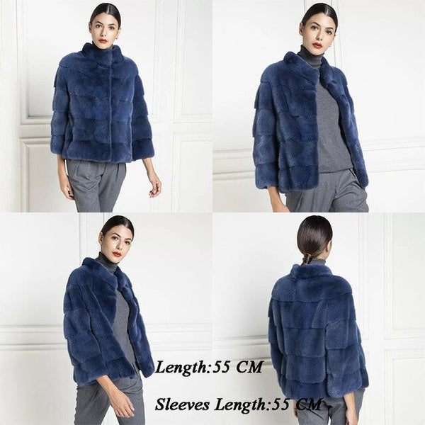TOPFUR Winter Coat Women Genuine Leather Jackets Women Coat Plus Size Natural Mink Fur Jacket With Collar Real Fur Coat Outwear