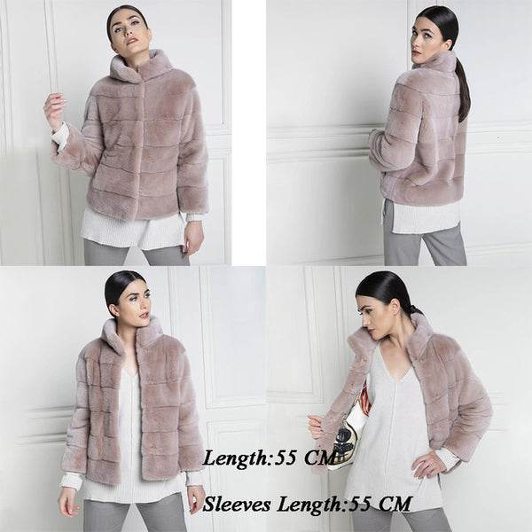 TOPFUR Winter Coat Women Genuine Leather Jackets Women Coat Plus Size Natural Mink Fur Jacket With Collar Real Fur Coat Outwear