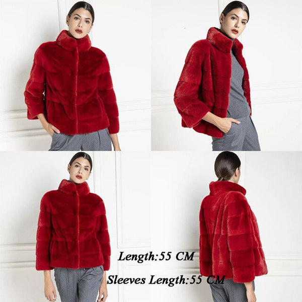 TOPFUR Winter Coat Women Genuine Leather Jackets Women Coat Plus Size Natural Mink Fur Jacket With Collar Real Fur Coat Outwear
