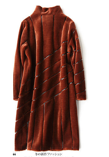 2019 New Striped Coat Mouton Coat for Woman female tonfur Fur Coat Women's winter jackets real fur 100% wool fur coats HF468