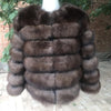 2019 55CM Real Fox Fur Coat Women Warm Real Fox Fur Coat Short Slim Winter Genuine Fur Jacket Fashion Outwear Luxury Natural Fox