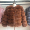 2019 55CM Real Fox Fur Coat Women Warm Real Fox Fur Coat Short Slim Winter Genuine Fur Jacket Fashion Outwear Luxury Natural Fox