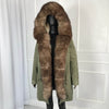 parka with fox fur big large fox fur collar and liner rabbit fur thick warm fashion new Detachable Casual style natural fur coat