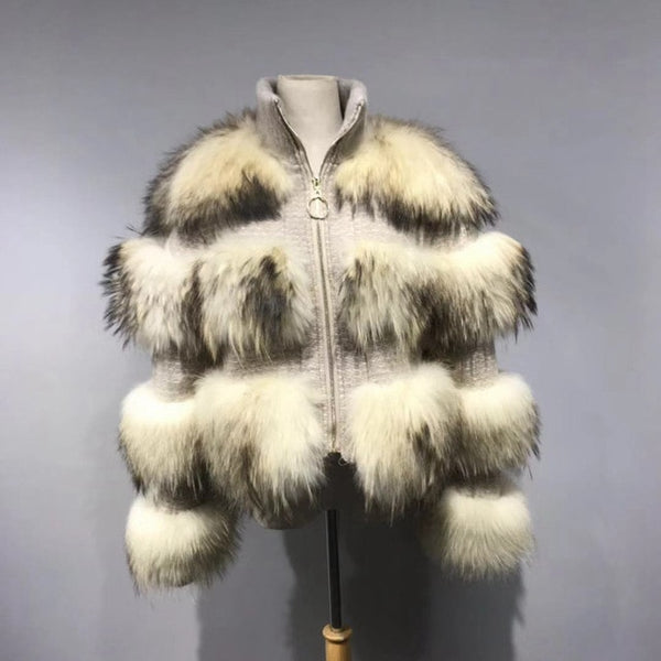 Ppink java QC19017  real fur coat women winter fashion jacket real raccoon fur coat  new available
