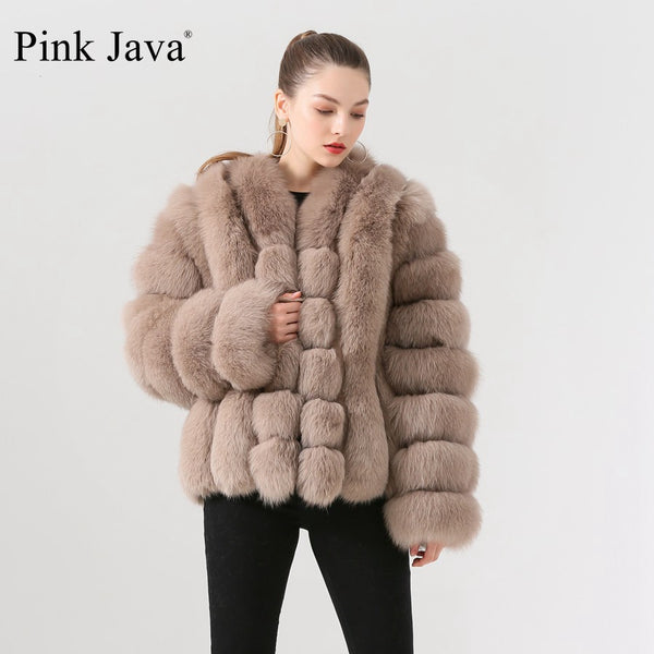 pink java QC19061  new arrival hot sale  real fox fur coat natural fox fur coat  jacket long coat women  coat winter thick fur