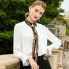 100% Silk single breasted long sleeve blouse 2019 new turn down collar women spring shirts