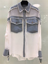 Women Summer Denim Patchwork Blouses Shirts 2019