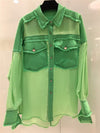 Women Summer Denim Patchwork Blouses Shirts 2019