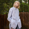 [DEAT] 2019 New Spring Summer Lapel Long Sleeve Striped Personality Split Joint Big Size Shirt Women Blouse Fashion Tide JW69