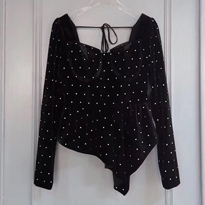 2019 Black Top Elegant Women Casual Blouse Sleeve Neck Collar Womens Polka Dot Tops with Long Sleeve Female Blouse Ruffles