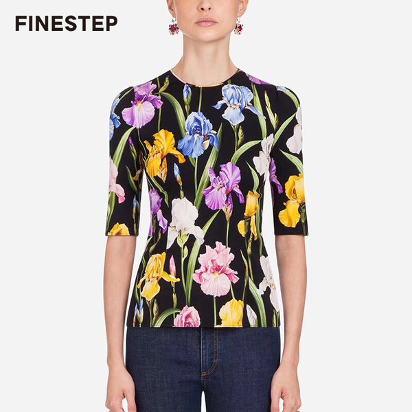 Women Blouse 2019 Spring Summer Flower Print Blouse with Half Sleeves Female High Quality Blouses O-neck Collar Women Blouses