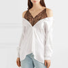 WHITNEY WANG 2019 Spring Autumn Fashion Streetwear Sexy Lace Patchwork Blouse Women blusas Office Lady Shirt Tops