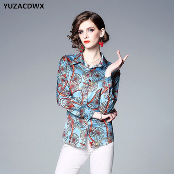 2019 New Spring Long Sleeve Shirt Fashion Women Turn Down Collar Elegant Blouse Womens Tops And Blouses Runway Designer Tops