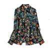 100% Silk Single Breasted Turn Down Collar Office Lady Work Print Dress 2019 New Women Spring Summer Long Sleeve Shirts