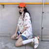 Funny Cartoon Dinosaur Cute Graphic Print Loose Blouse Korean Streetwear Harajuku Hip Hop Cardigan Shirt Top Pretty Blusas Women
