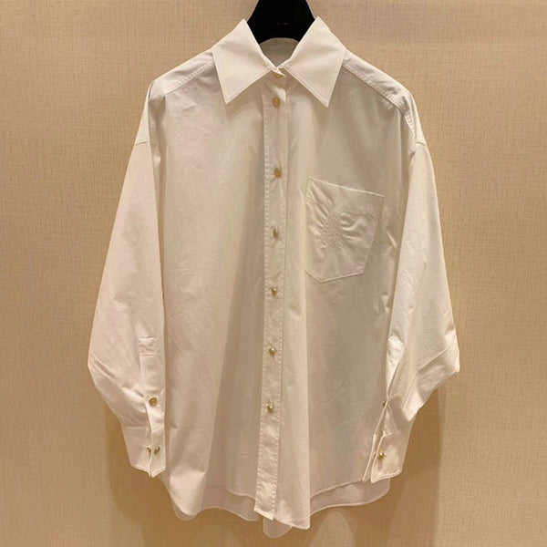 Women Solid Blouse Autumn Long Sleeve Loose Style Vintage Elegant Female Top 2019 New Fashion Cotton Shirts