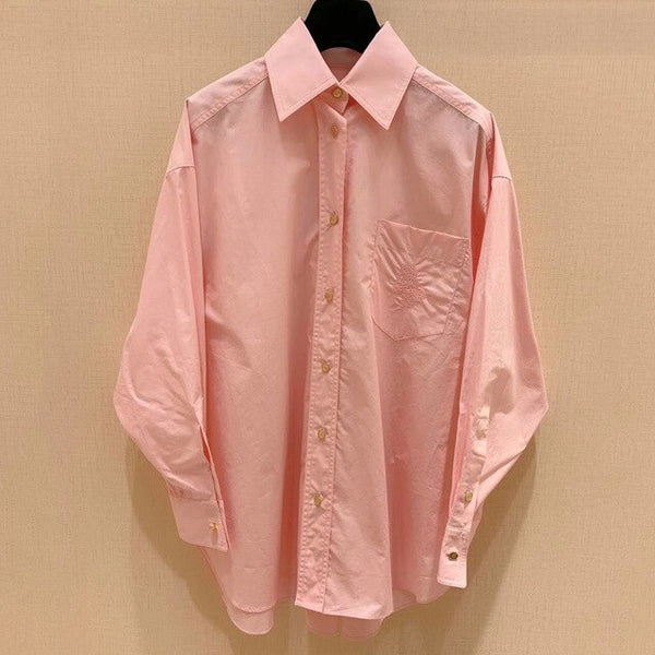 Women Solid Blouse Autumn Long Sleeve Loose Style Vintage Elegant Female Top 2019 New Fashion Cotton Shirts