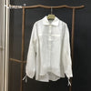 Verlena Loose Oversized Irregular Women White Blouse Long Sleeve Single Breasted Button Drawstring Point Collar Elegant Shirt