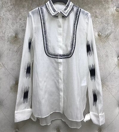 Cotton Blouses Women Long Sleeve Casual Shirt Turn-down Collar Female Blouse