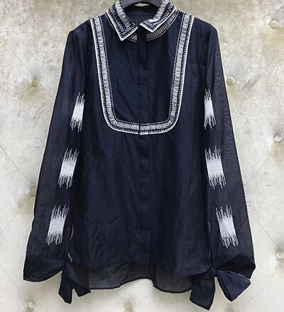 Cotton Blouses Women Long Sleeve Casual Shirt Turn-down Collar Female Blouse