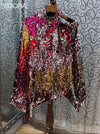 Fashion Runway 2018 New Women Round Neck One-Cold-Shoulder Long Sleeves Sequin & Shine Shirt Top Features Allover Sequin Overlay