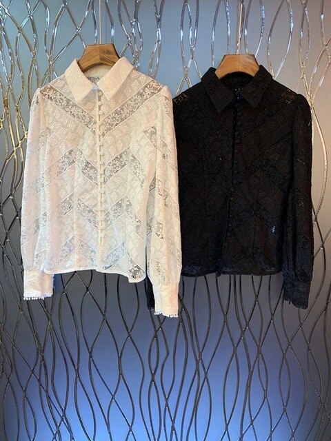 A Perspective of New Female Turn-collar Lace Embroidery in Early Autumn of 2019