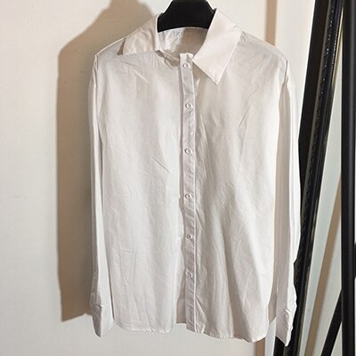 Spring Black Blouse 2019 Elegant White Blouses for Women Famous Brand Blouse with Turn-down Collar Women Solid Tops Casual