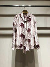 2019 new ladies fashion long-sleeved sexy silk print shirt 0720