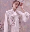 WHITNEY WANG 2019 Spring Fashion Streetwear Elegant Florals Embroidery Bow Blouse Women Blusas Office Lady Shirt Tops