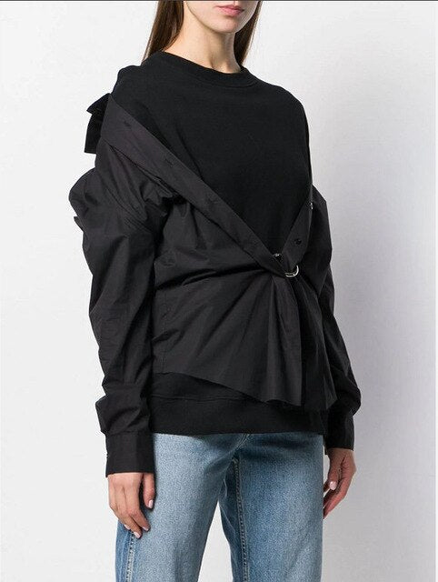 2019 winner fashion women fake two piece coat hoodies female casual coat hoodies for ladies clothes ddxgz3