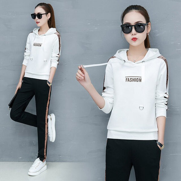2019 spring and autumn fashion suit women casual hooded korean version of the influx of new women was thin piece