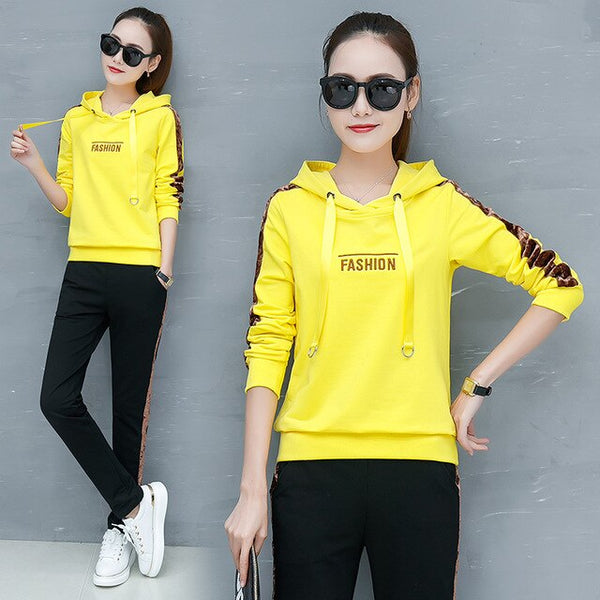 2019 spring and autumn fashion suit women casual hooded korean version of the influx of new women was thin piece