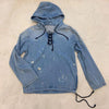 2019 new ladies high quality fashion long sleeve hooded collar denim top 0822