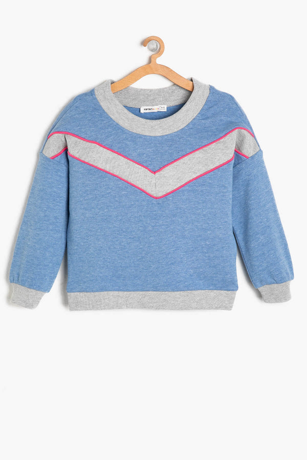 Coton Kids Blue Female Child Pattern Sweatshirt