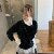 Individual Golden Velvet Sanitary Clothes Female Autumn and Winter Stitching Black and White Temperament False Two Loose Long Sl