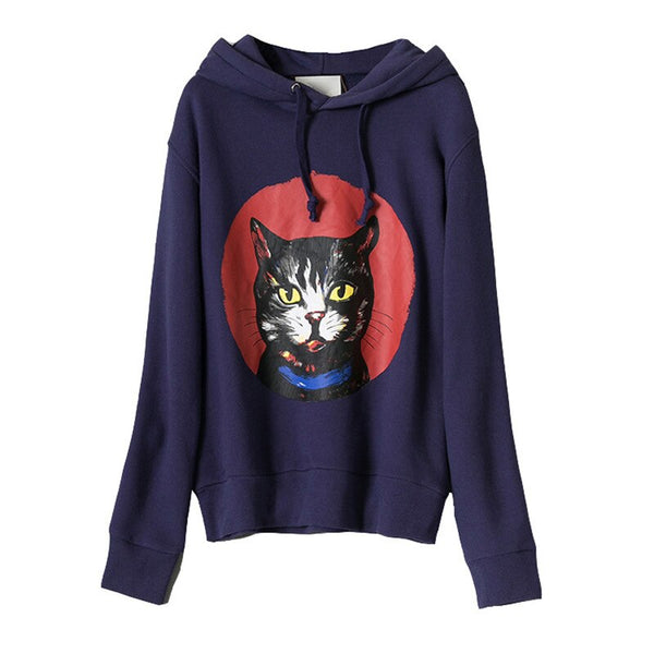 2019 Fashion Man And Women Authentic Hoodies Cat head 3D printed hat All cotton Hooded cap Baggy