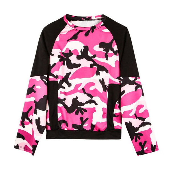 Lady Long Sleeve Women Sweatershirts Blouses Multicolor Camouflage Print Blouse Tops & Tees Loose Fleeces Winter Tops Overcoat
