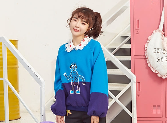 Princess sweet lolita hoodies Winter and summer sweet funny embroidery color and velvet loose hoodies fashion women VC229