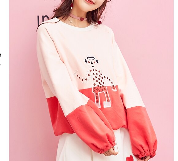 Princess sweet lolita hoodies Winter and summer sweet funny embroidery color and velvet loose hoodies fashion women VC229