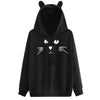 Cat Print Hooded Casual Sweatshirt Fashion Womens Cat Ear Printed Hoodie Sweatshirt Casual Pullover Tops Blouse Cute Sweatshirt