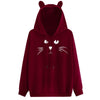 Cat Print Hooded Casual Sweatshirt Fashion Womens Cat Ear Printed Hoodie Sweatshirt Casual Pullover Tops Blouse Cute Sweatshirt