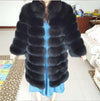 New Brand Winter Real Blue Fox Fur Coat Thick Warm Imitation Of Sables Women's Light Brown Long Jacket The fox fur Coat