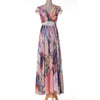 High Quality 2017 New Spring Summer Female Flower Print Long Maxi Dress Women High Waist Floor Length Slim Chiffon Dress Vestido