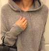 specials cashmere wool add thick women's hooded sweatshirts tie-collar pullover coat solid color retail wholesale M/L/XL